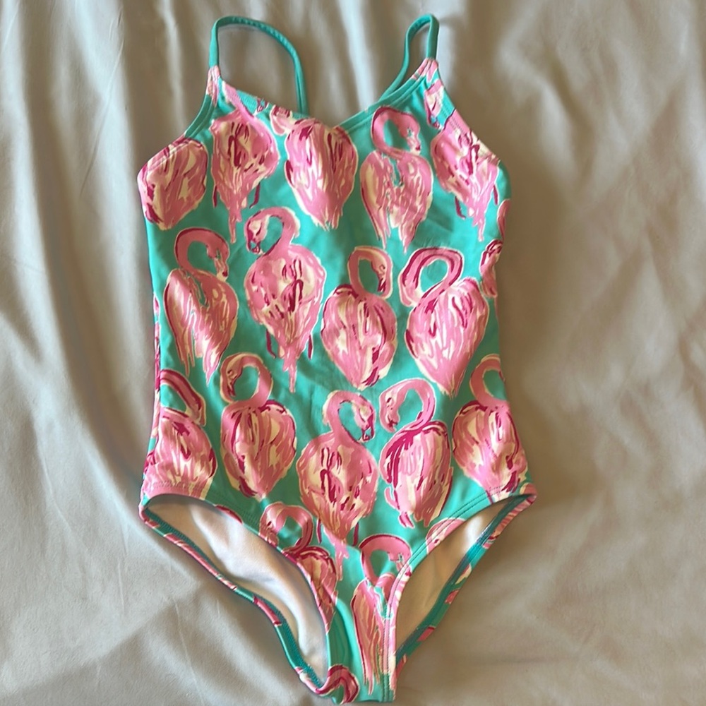 Kids Flamingo Print Swimsuit‎ - Pink and Blue